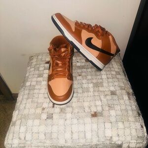 Nike Dunk Mid Amber Brown Black Russet Shoes Sneakers DZ2533-200   Men's 8